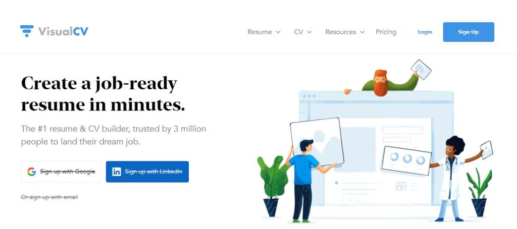 Visual CV best website to build a resume