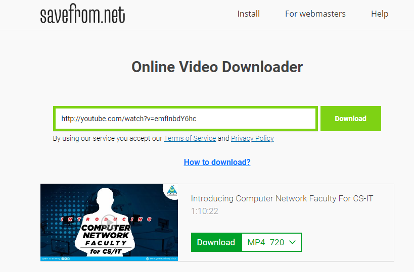 Savefrom download youtube videos