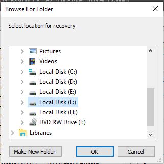 select drive for recovery