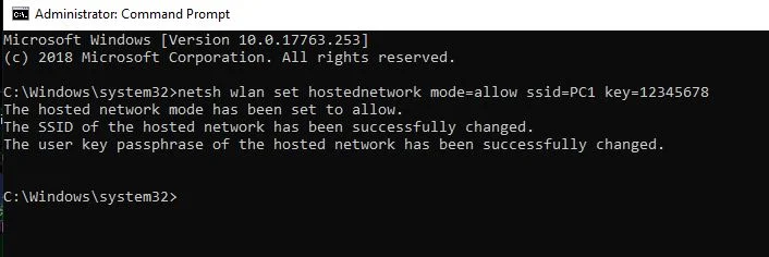 create hosted network