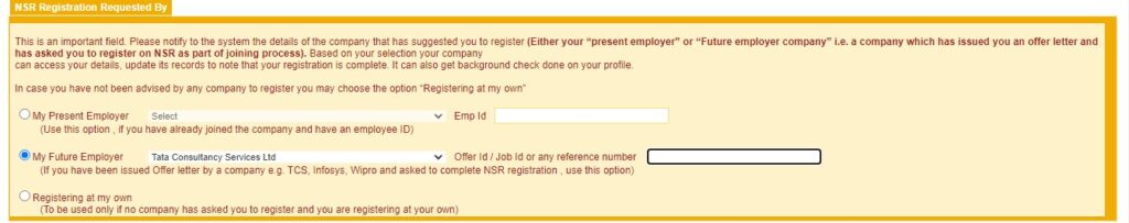 Create NSR Account