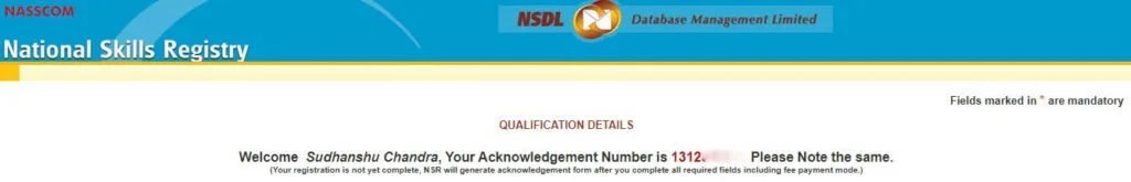 acknowledgment number acknowledgment number