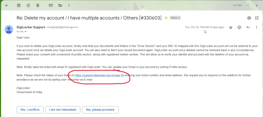 received mail for deleting DigiLocker Account