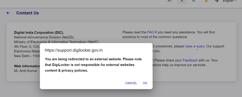 raise a ticket for delete DigiLocker account